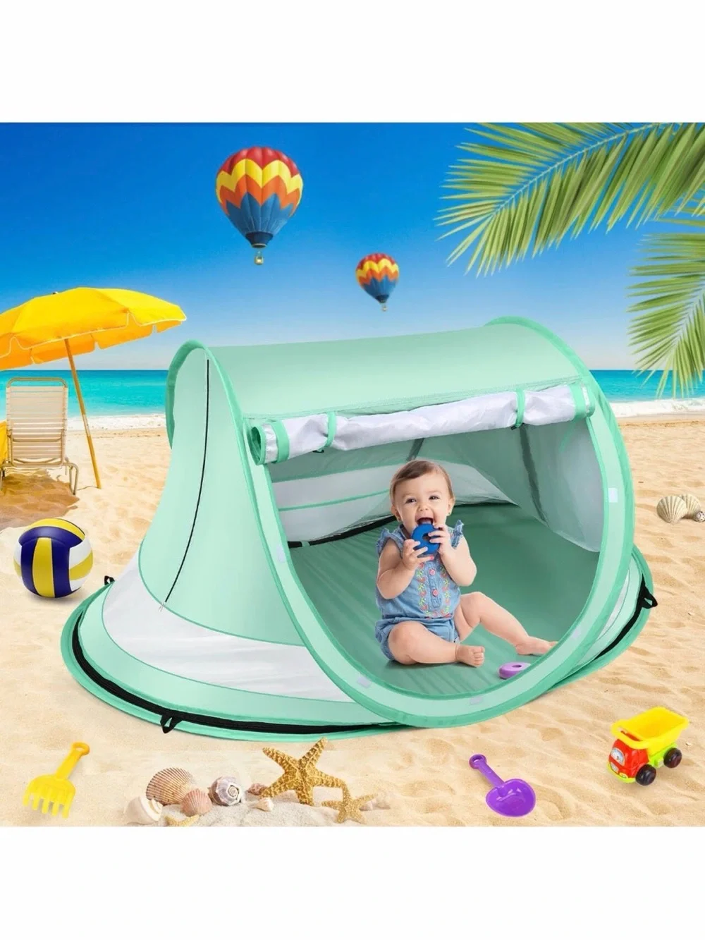 Kapeazo Green Baby👶🏻Pop Up UV Sun☀️Shade Beach🏖️Tent⛺️